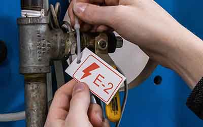 Et energikildemærke på en maskine.