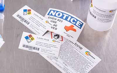 Forskellige farvelaboratorielabels.